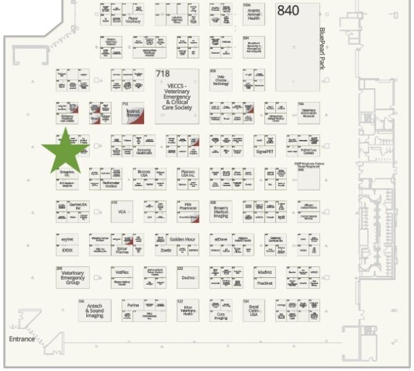 Screenshot of IVECCS 2024 Map with a green star over where our booth will be.